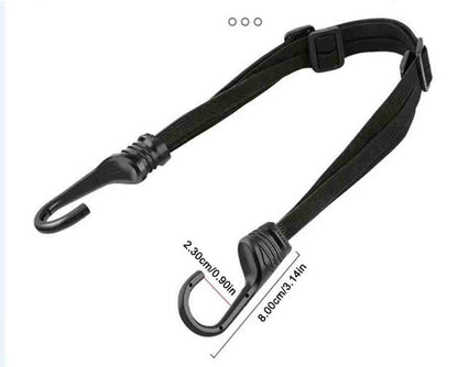 Cinghia Elastica 90 Cm Nera Con 2 Ganci Per Fissaggio Casco E Bagagli Su Moto E Scooter