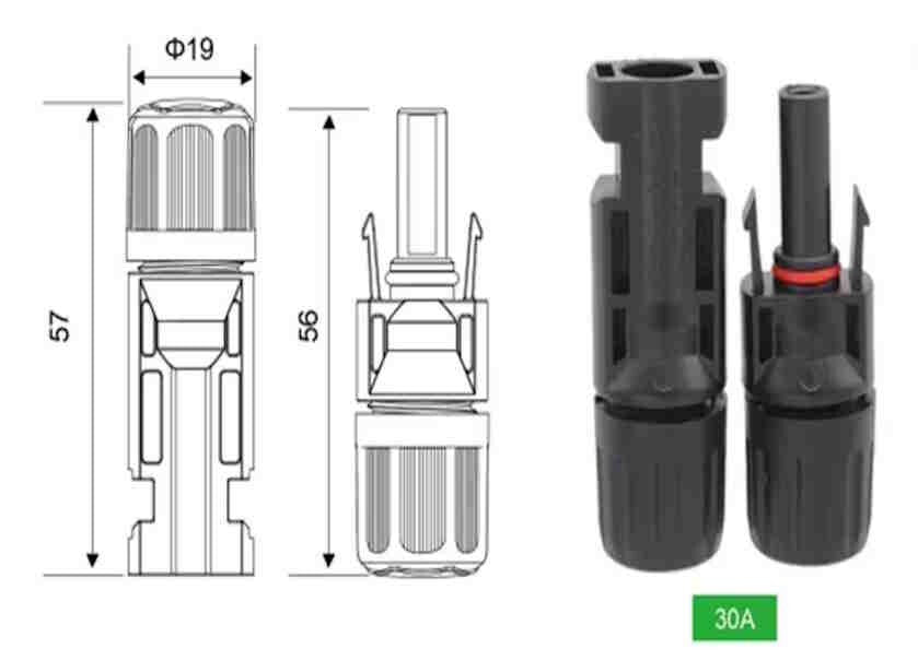 Coppia Connettori Solari Maschio/Femmina Professionali IP67 Per Pannelli Fotovoltaici Camper E Nautica - Set 2 Pezzi Impermeabili 1000V 30A Compatibilità Universale