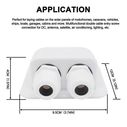 Passacavi Solari Tetto IP68 ABS Bianco Camper Caravan Barche Doppia Entrata NEW