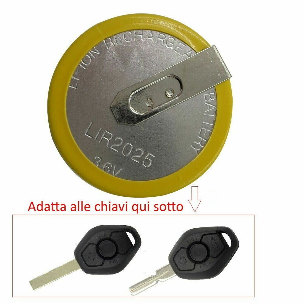 Batteria Ricaricabile Per Telecomando Chiave Bmw E46 E39 X3 X5 E38 Pila Litio 90 Gradi VL2020 LIR2025 Ricambio Professionale