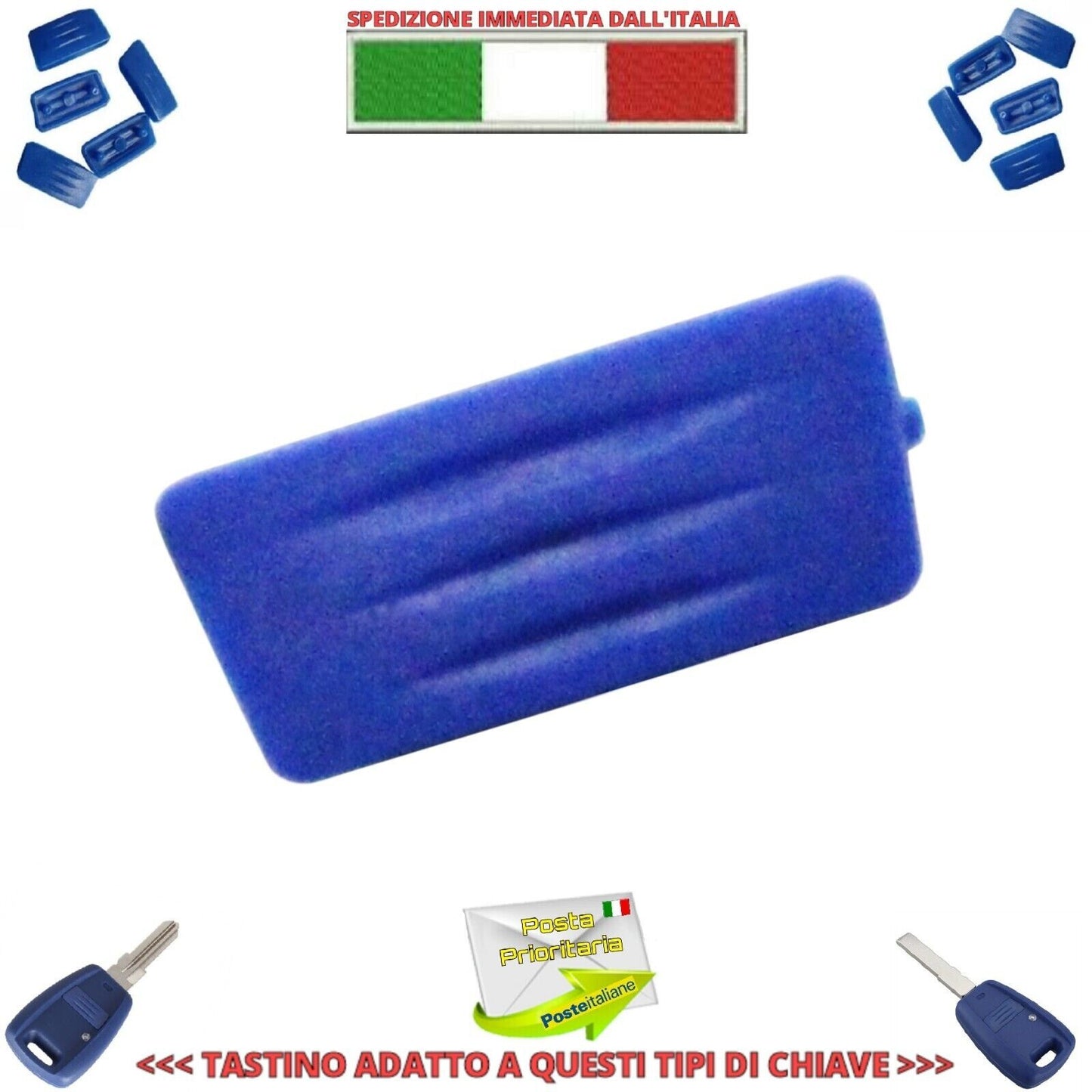 Gommino Ricambio 1 Tasto Blu per Chiave Fiat Punto 500 Doblo Stilo Marea Panda