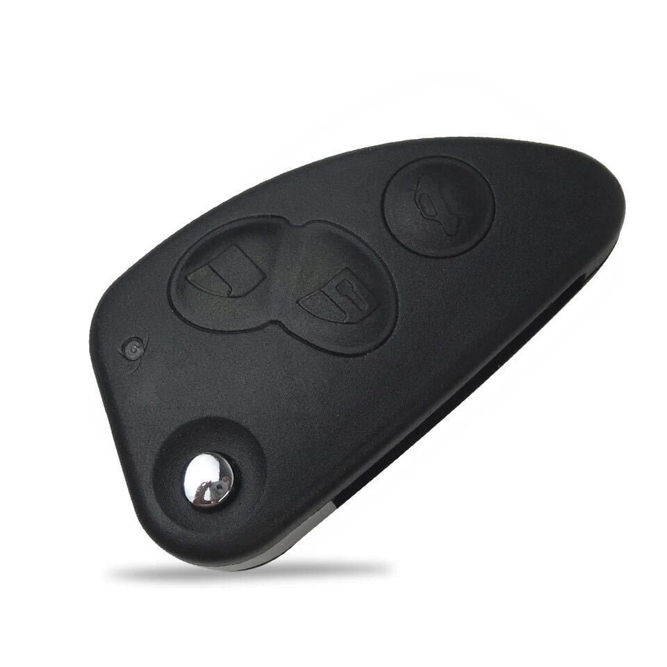 Guscio Chiave Compatibile Per Alfa Romeo 147 156 166 GT - Cover Telecomando 3 Tasti Con Lama A Scatto Nero E Rosso