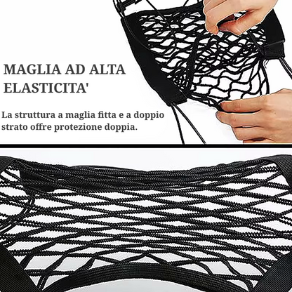 Rete Elastica Ragno Porta Casco e Bagagli per Moto e Scooter Nero con 4 Ganci Antigraffio