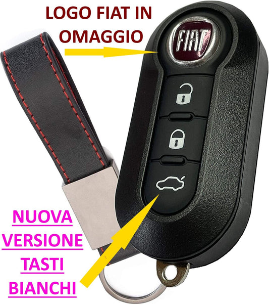 Guscio Chiave Telecomando Compatibile con Fiat 500L Punto Panda Lancia Ypsilon - Ricambio 3 Tasti per Ripristino Chiave Auto
