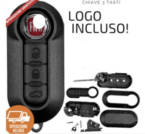 Guscio Cover Scocca per Chiave Telecomando Fiat 500L Punto Evo Panda e Lancia Musa Ypsilon - Ricambio 3 Tasti Alta Qualità