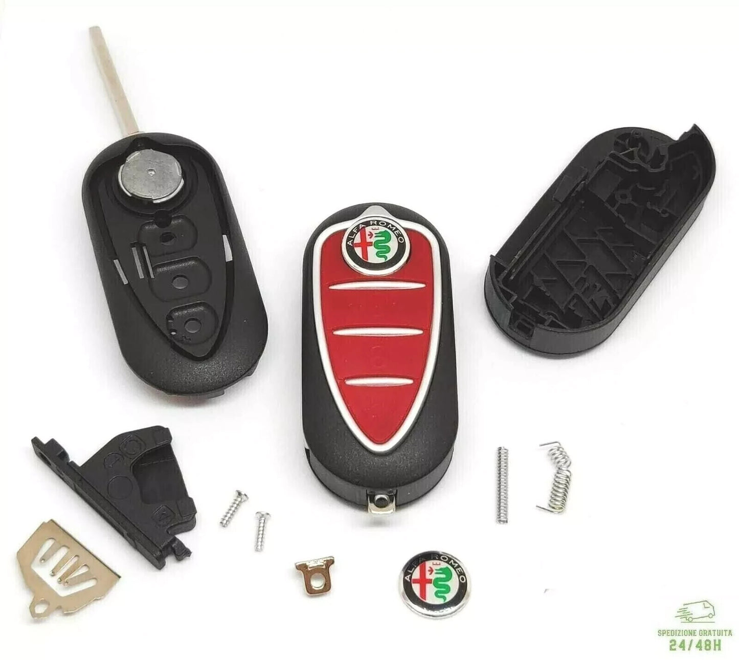 Guscio Telecomando Compatibile Per Alfa Romeo Mito E Giulietta Cover Chiave A Scatto 3 Tasti Con Lama Vergine Ricambio Qualità