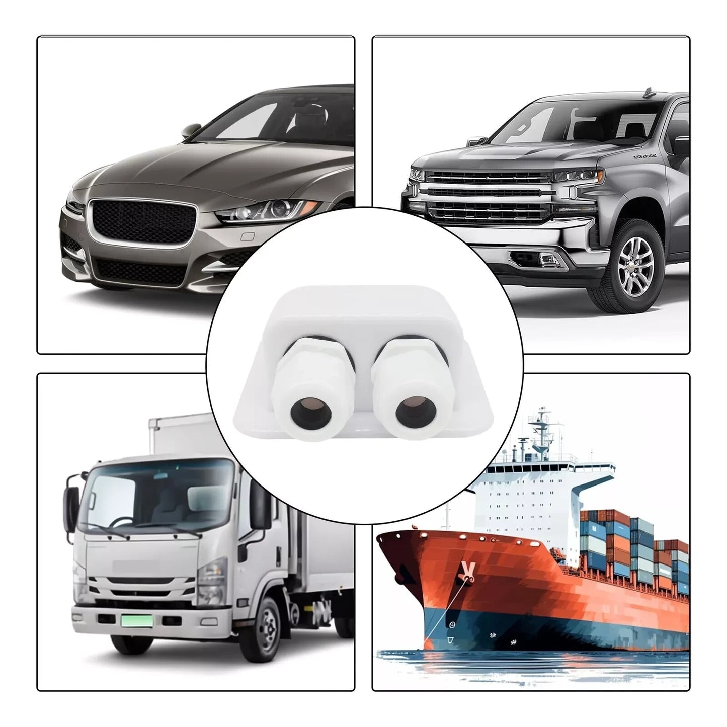 Passacavi Solari Tetto ABS IP68 Camper Caravan Barche Doppia Entrata 3-12mm - NE