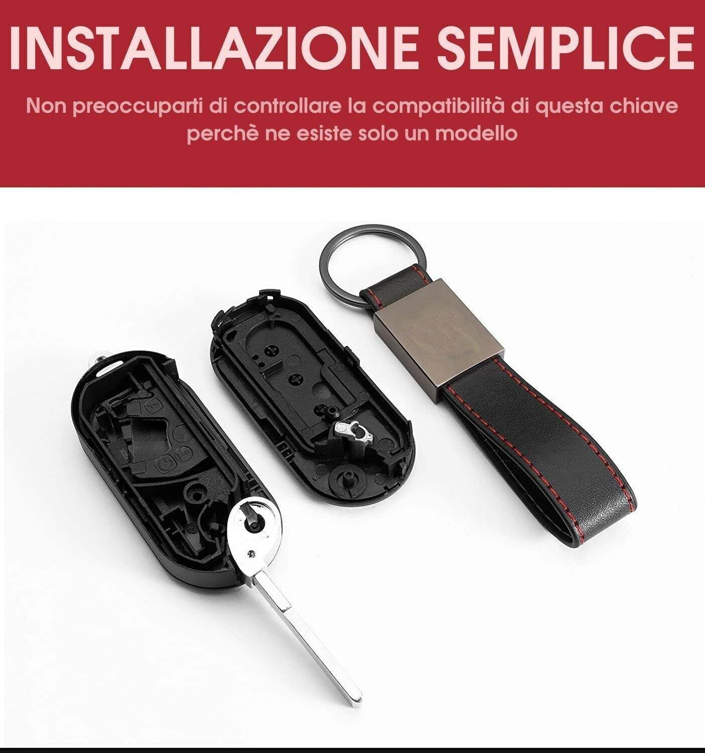 Guscio Chiave Telecomando Compatibile Per Fiat 500L Punto Evo Panda Grande Punto - Scocca Ricambio 3 Tasti Con Lama