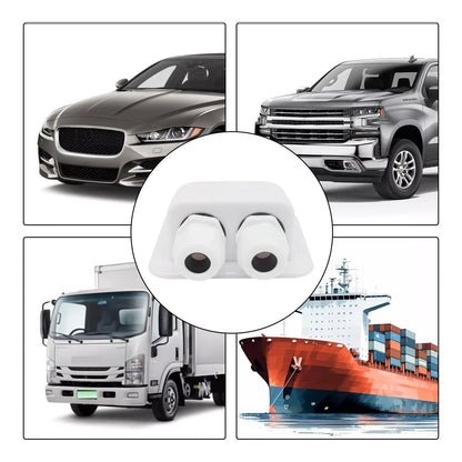 Passacavo Solare Doppio IP68 Impermeabile In ABS Per Tetto Camper Caravane E Barche - Ingresso Cavi Pannelli Solari Senza Fori Bianco