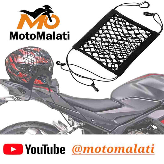 Rete Elastica Ragno Porta Casco Per Moto E Scooter Con Ganci In Plastica Antigraffio Colore Nero