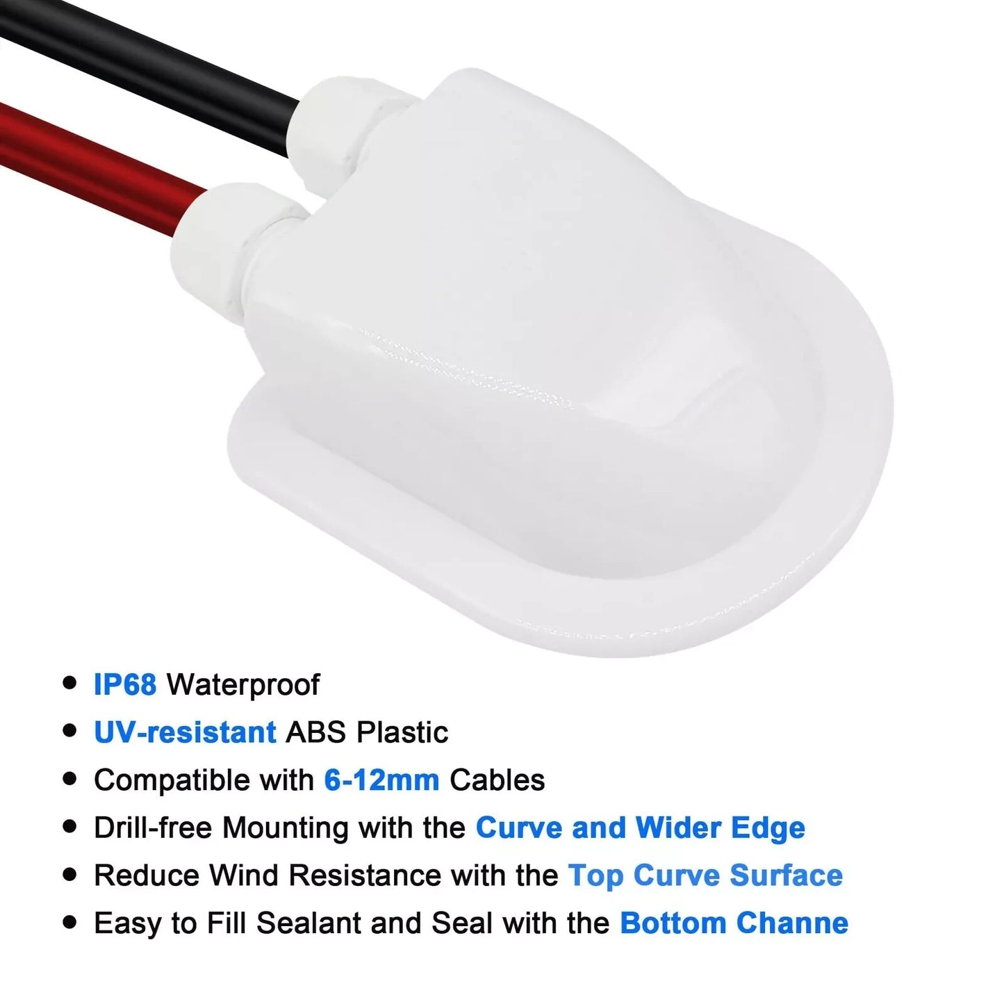 Coppia di Passacavi Solari da Tetto Impermeabili IP68 in ABS Bianco per Camper, Caravan, Barche e Sistemi Fotovoltaici
