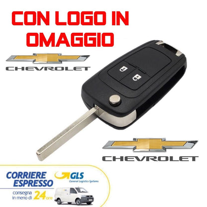 Guscio Chiave Telecomando Compatibile Con Chevrolet Aveo Spark Captiva Matiz - Cover 2 Tasti Con Lama A Scatto
