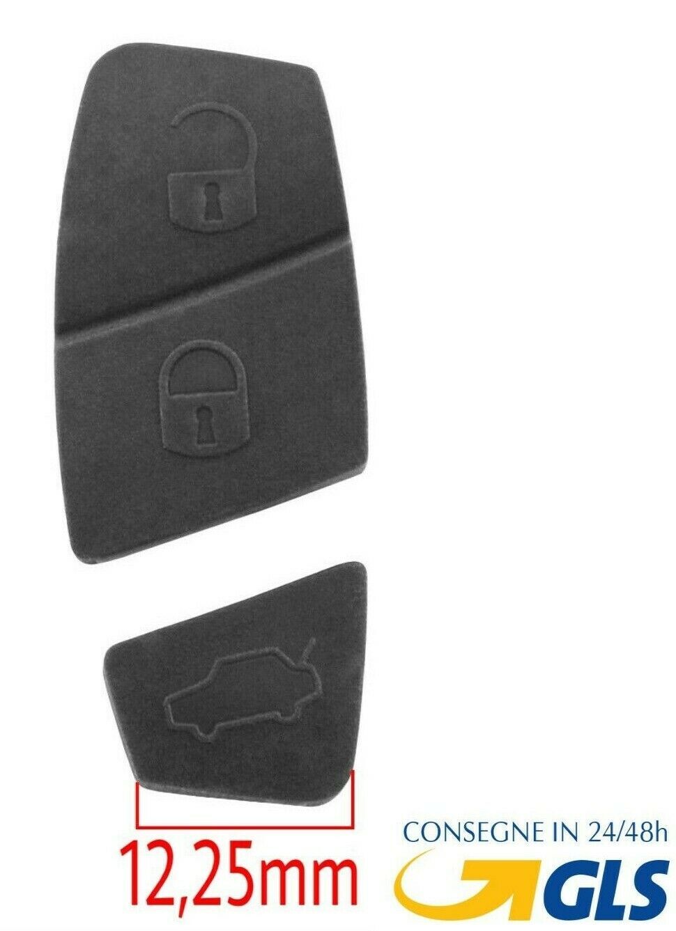 Gommino Ricambio Telecomando 3 Tasti Nero per Chiave Fiat Punto Panda Idea Bravo Membrana Pulsanti 12.25mm