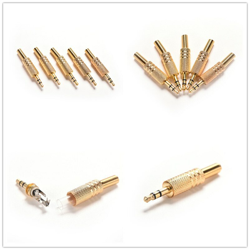 Connettore Jack 3.5mm Maschio Audio Stereo 3 Poli In Metallo Dorato Per Cuffie E Auricolari