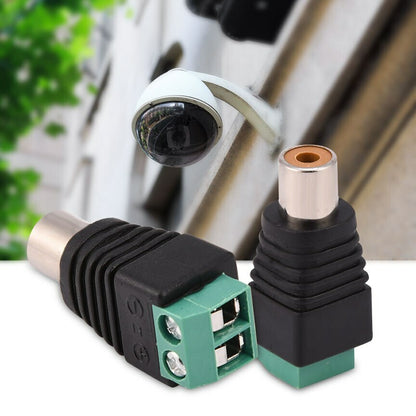 Coppia Connettori RCA Maschio a Vite per Cablaggio Video Sorveglianza e Telecamere - Adattatore Jack Audio Video Professionale Senza Saldatura