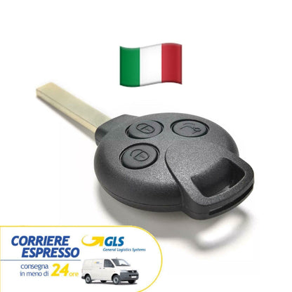 Guscio Chiave Compatibile Per Smart Fortwo 450 451 Forfour E Roadster - Cover Telecomando 3 Tasti Con Lama Vergine