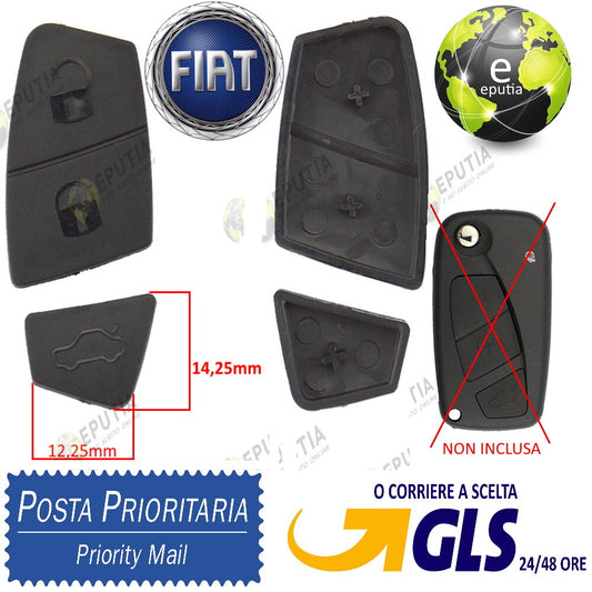 Gommino Ricambio Telecomando 3 Tasti Nero Compatibile Con Chiave Fiat Punto Panda Stilo Bravo Idea