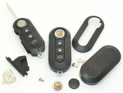 Guscio Chiave Telecomando Compatibile Per Fiat 500 Abarth Lancia - Ricambio 3 Tasti Alta Qualità
