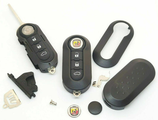 Guscio Chiave Telecomando Compatibile Per Fiat 500 Abarth Lancia - Ricambio 3 Tasti Alta Qualità