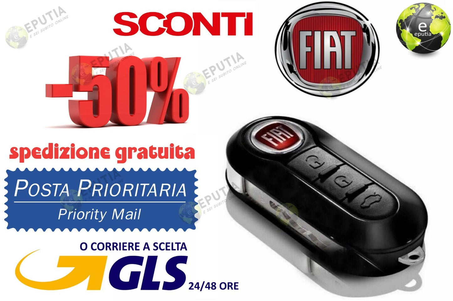 Guscio Chiave Telecomando Compatibile Per Fiat 500L Punto Evo Panda ° 891