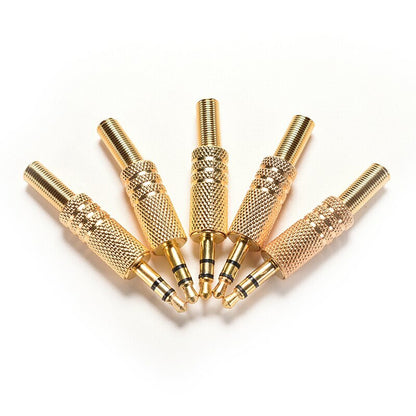 Connettore Jack 3.5mm Maschio Audio Stereo 3 Poli In Metallo Dorato Per Cuffie E Auricolari