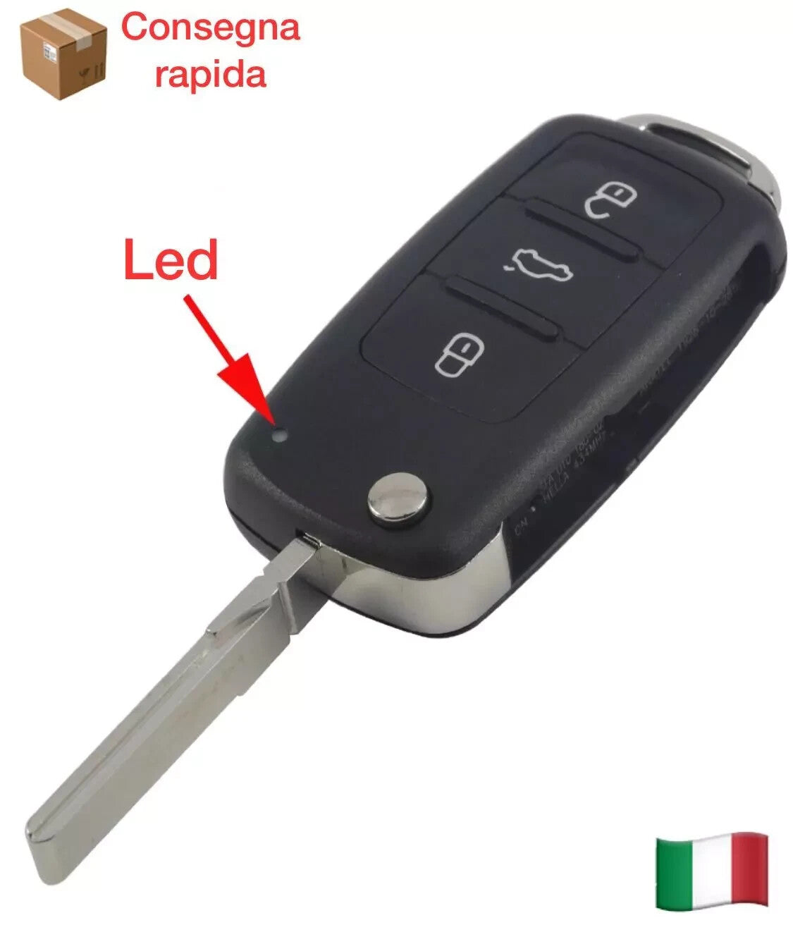 Guscio Telecomando Compatibile Per Chiave Volkswagen Golf Passat Polo 3 Tasti Con Lama Vergine