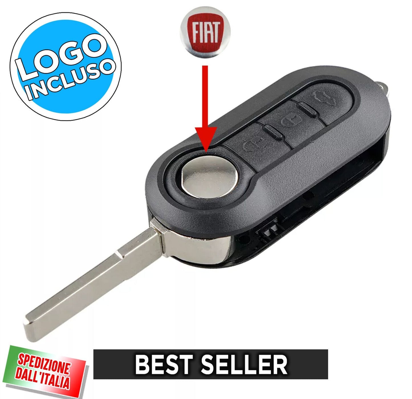 Guscio Telecomando Compatibile Per Fiat 500L Panda Musa Lancia Ypsilon Ricambio 3 Tasti Con Lama Vergine Per Chiave Auto