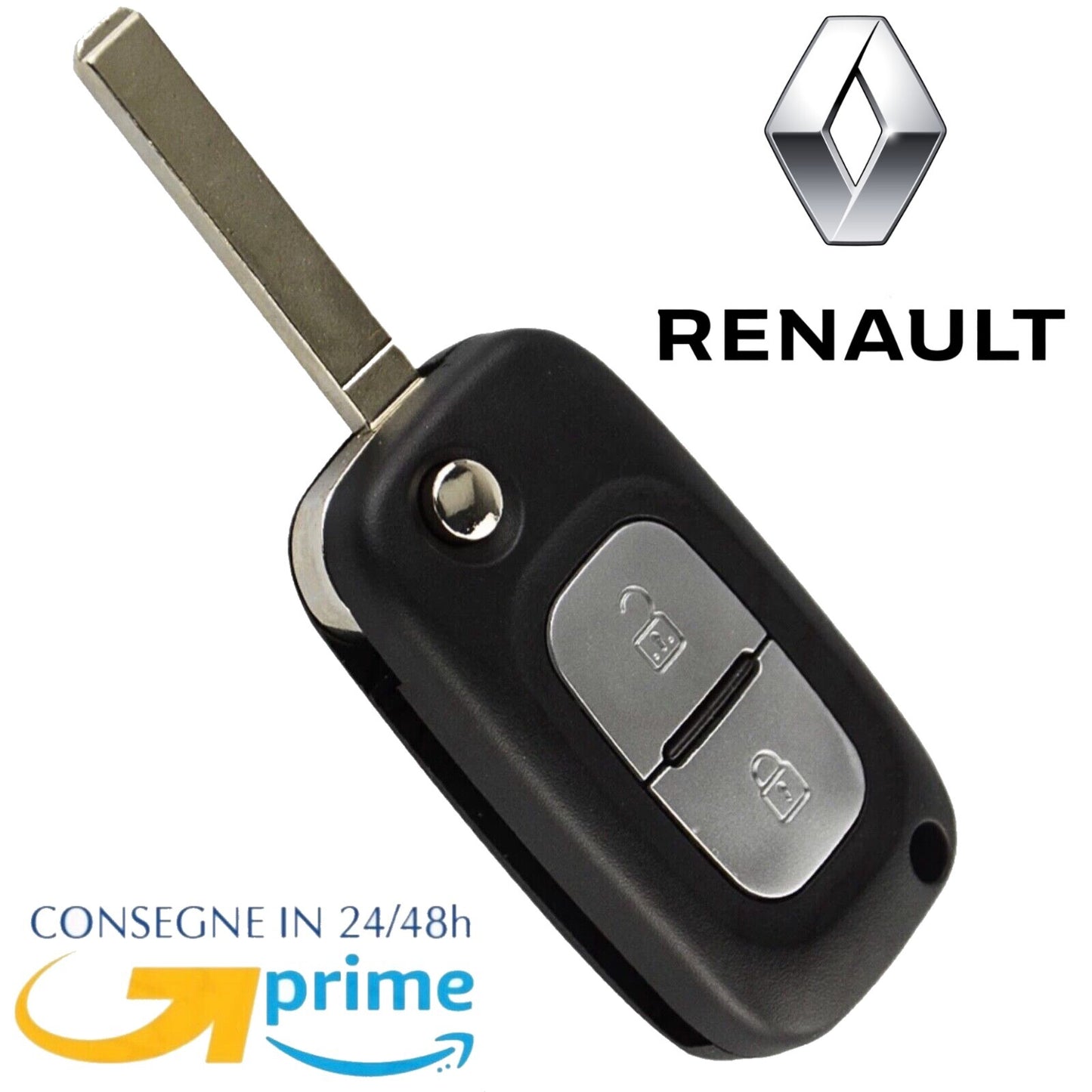 Guscio Chiave Ricambio 2 Tasti Compatibile Con Renault Clio Kangoo Modus Twingo - Cover Telecomando A Scatto Alta Qualità