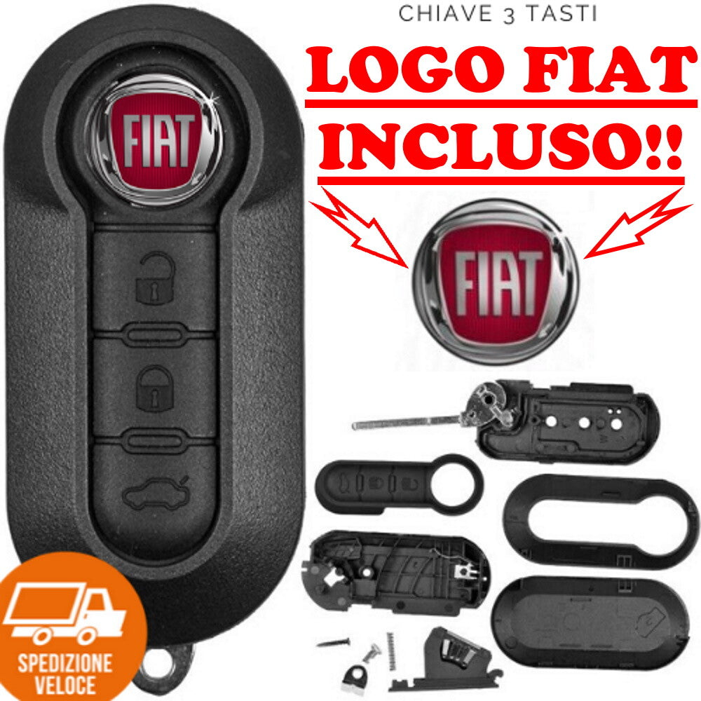 Chiave Cover Telecomando Guscio 3 Tasti Compatibile Fiat 500 500L Punto Evo Panda Lancia Musa Ypsilon