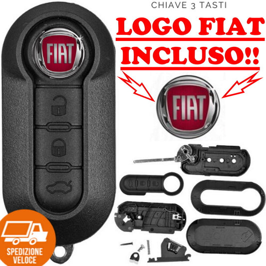 Chiave Cover Telecomando Guscio 3 Tasti Compatibile Fiat 500 500L Punto Evo Panda Lancia Musa Ypsilon