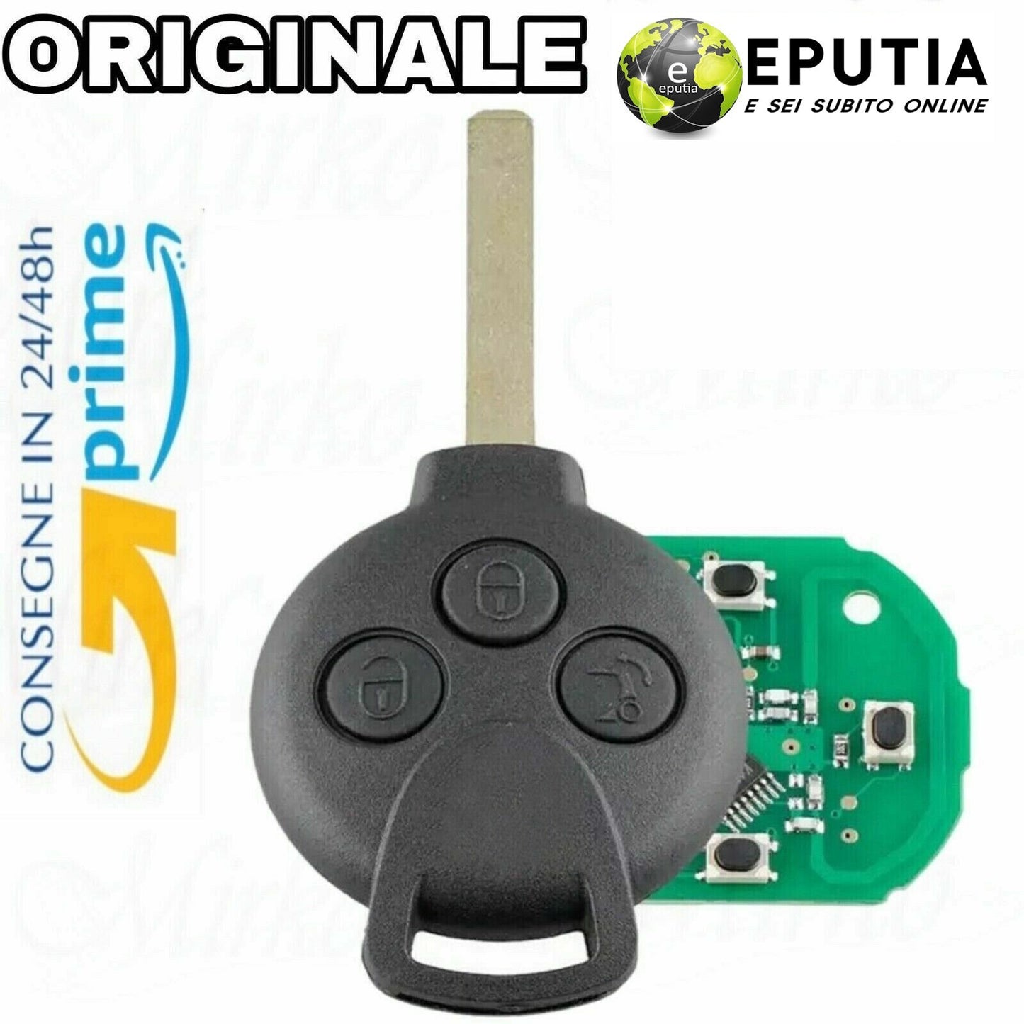 Telecomando 3 Tasti Smart Fortwo 450 Chiave Completa Scheda Chip Transponder NEW