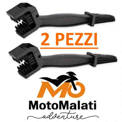 Coppia Spazzole Pulizia Catena Bici e Moto Strumento Manutenzione Universale
