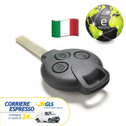 Guscio Cover Chiave Compatibile con Smart Fortwo 450 451 Forfour Roadster - Telecomando 3 Tasti con Lama Inclusa
