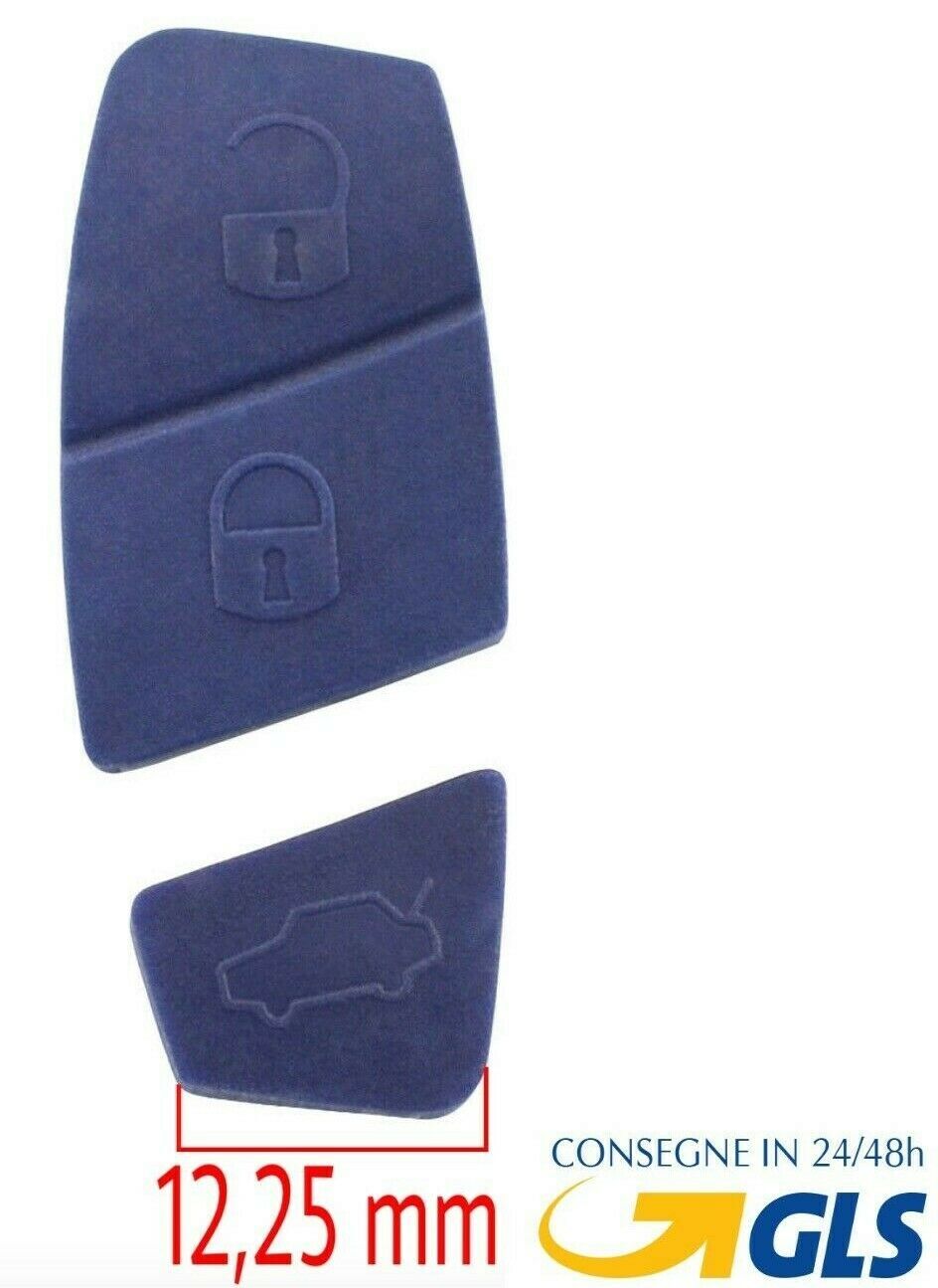 Gomma Ricambio 3 Tasti Blu Per Telecomando Fiat Punto Panda Stilo E Lancia - Membrana In Silicone Morbido 12,25mm