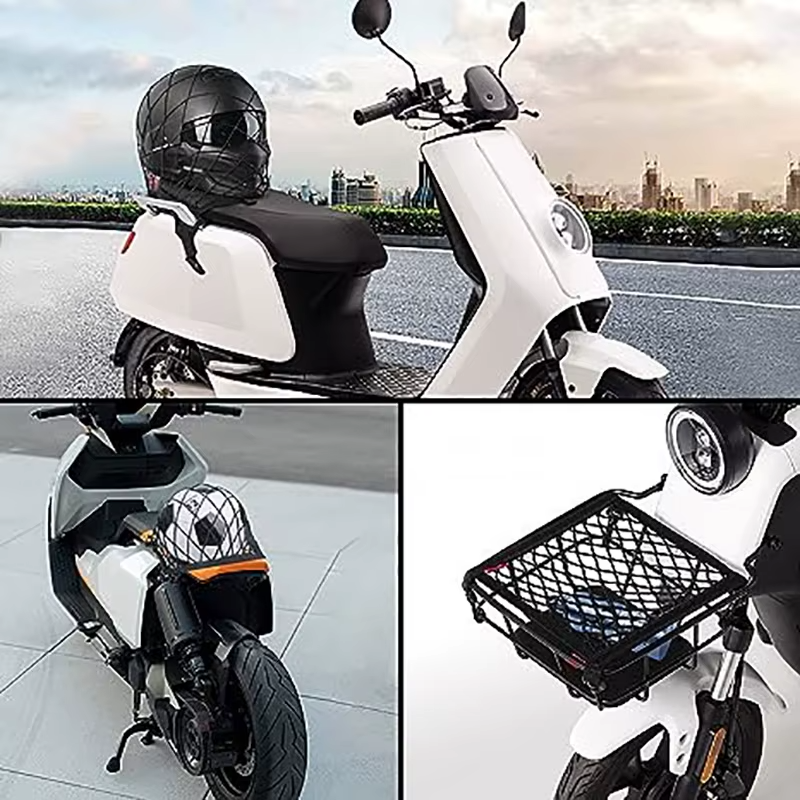 Rete Ragno Elastica Nera Portaoggetti Porta Casco Per Moto Scooter E Furgoni Con 4 Ganci In Plastica Antigraffio