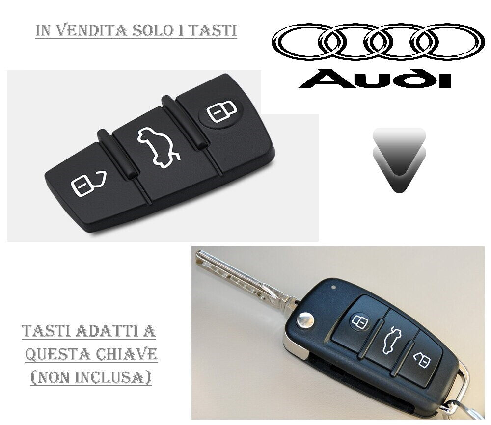 Gommino 3 Tasti Ricambio Telecomando Chiave per Audi A3 A4 A5 A6 A8 Q5 Q7 TT - Guscio Sostitutivo di Alta Qualità