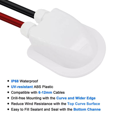 Passacavi Solari Tetto IP68 ABS Bianco Camper Caravan Barche Doppia Entrata NEW