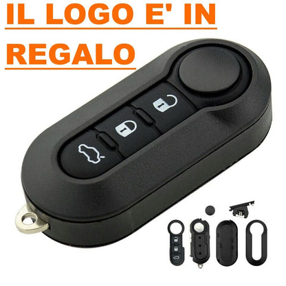 Guscio Chiave Telecomando Compatibile Per Fiat 500 Grande Punto Evo Panda - Cover 3 Tasti Con Lama Vergine
