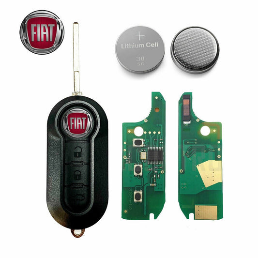Telecomando Chiave Compatibile Fiat 500X 500L Punto Evo Panda Lancia - Guscio 3 Tasti con Elettronica e Transponder 433 MHz Lama Vergine