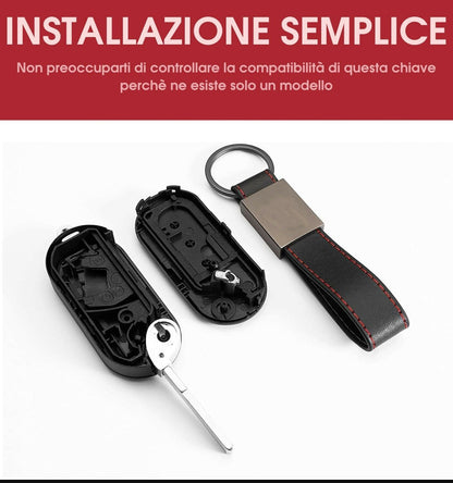 Telecomando Chiave Compatibile Fiat 500X 500L Punto Evo Panda Lancia - Guscio 3 Tasti con Elettronica e Transponder 433 MHz Lama Vergine