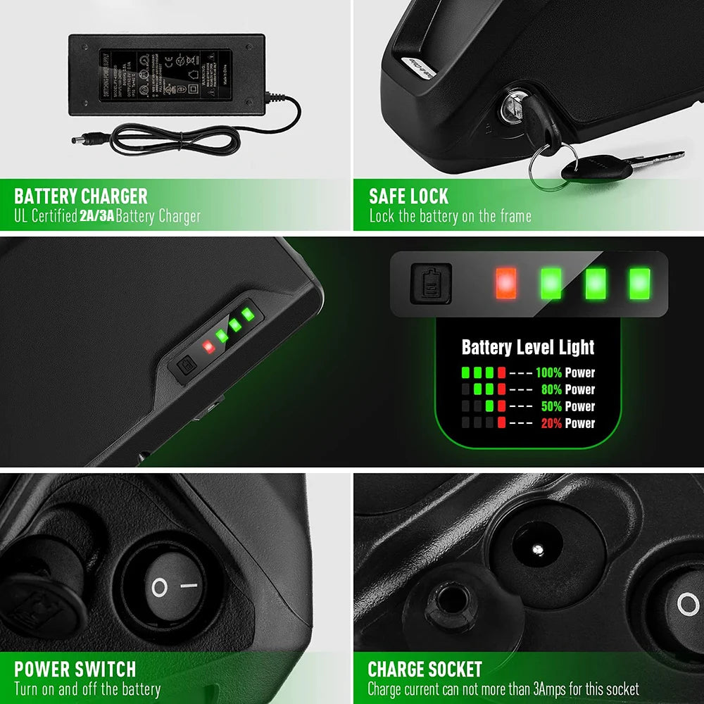 Batteria al litio per bicicletta elettrica 48V 52V elettrico
