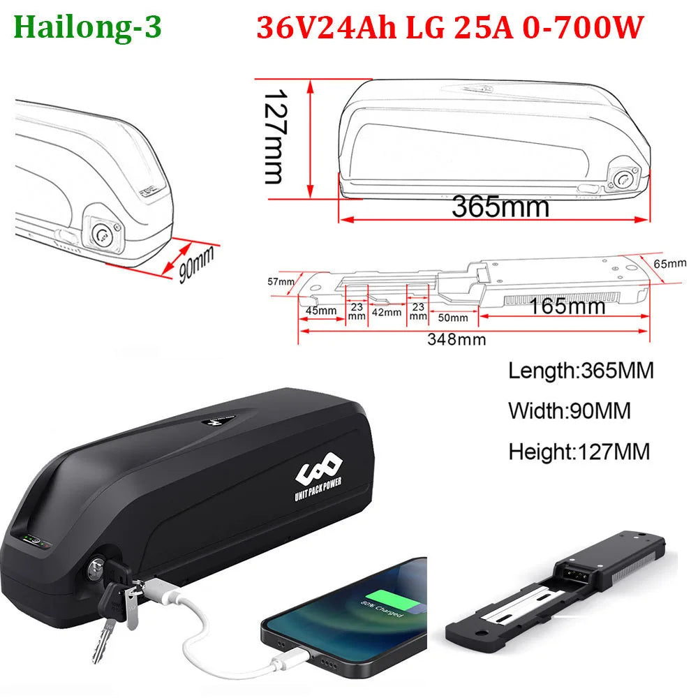 Batteria al litio per bicicletta elettrica 48V 52V elettrico