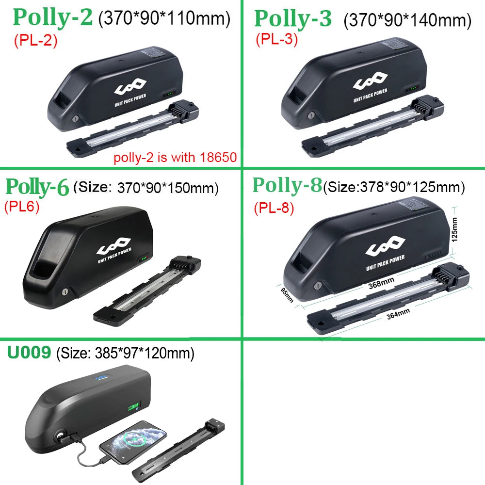 Batteria al litio per bicicletta elettrica 48V 52V elettrico