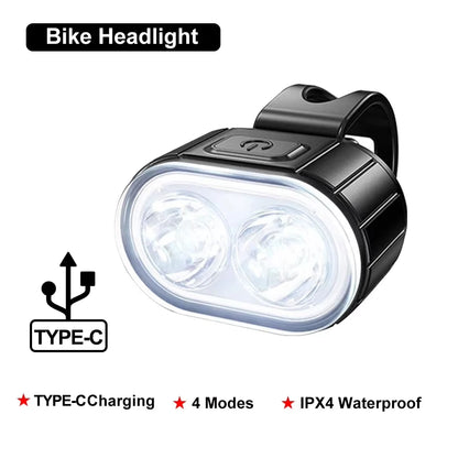 Luci per bicicletta ricaricabili tramite USB, lampada di sicurezza per bici in A