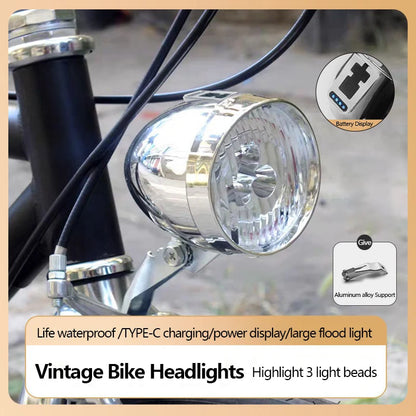 Luce anteriore per bicicletta 3 LED Faro per bici MTB Design retrò
