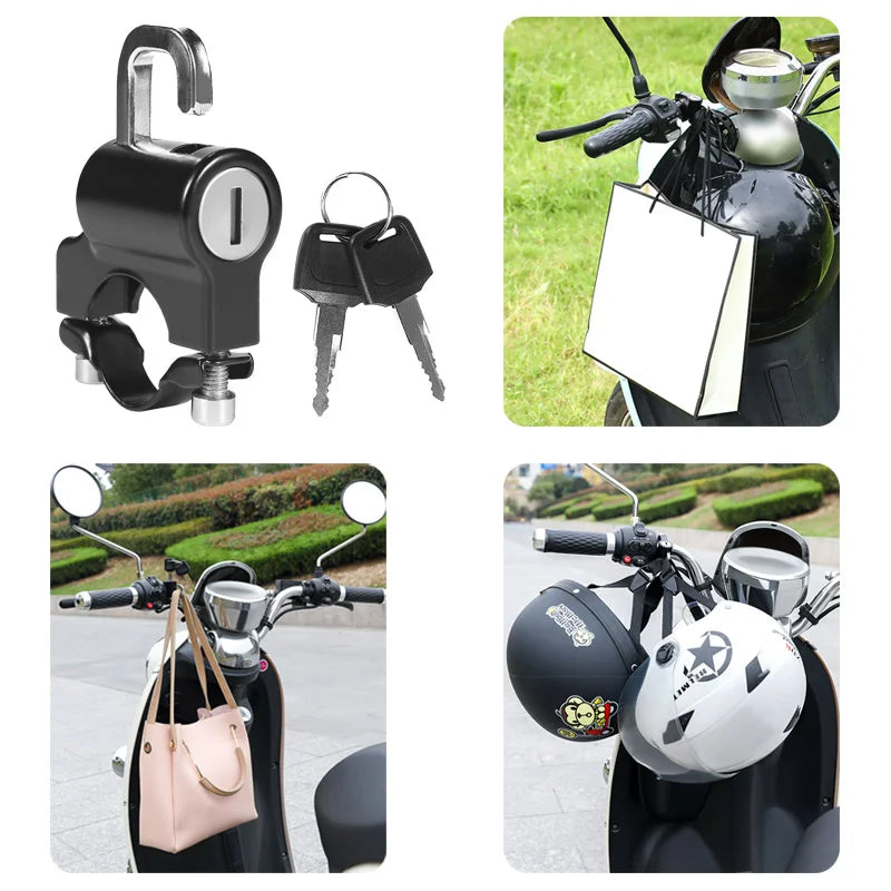 Lucchetto antifurto in alluminio per casco moto universale nero