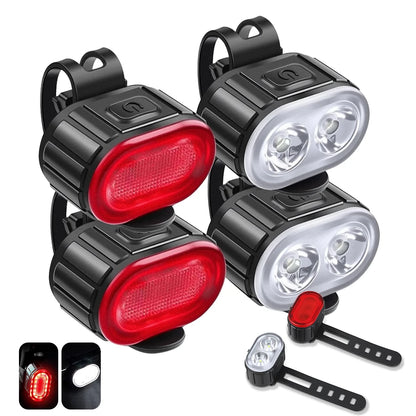 Luci per bicicletta ricaricabili tramite USB, lampada di sicurezza per bici in A