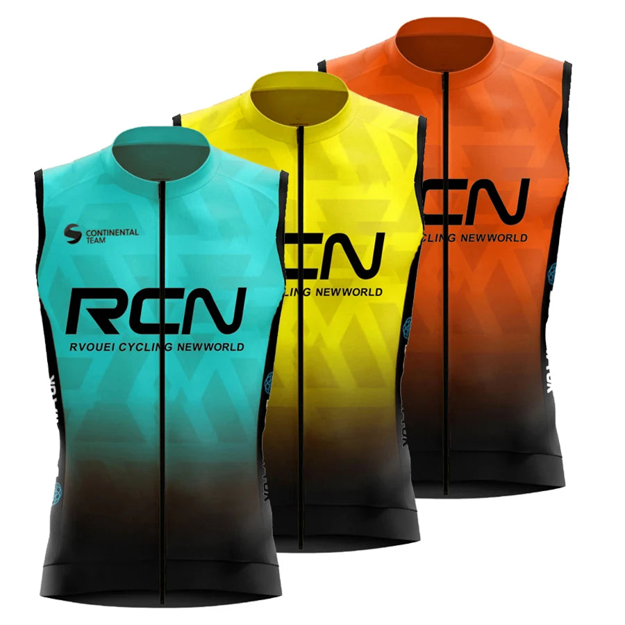 Gilet da ciclismo antivento in poliestere traspirante per uomini