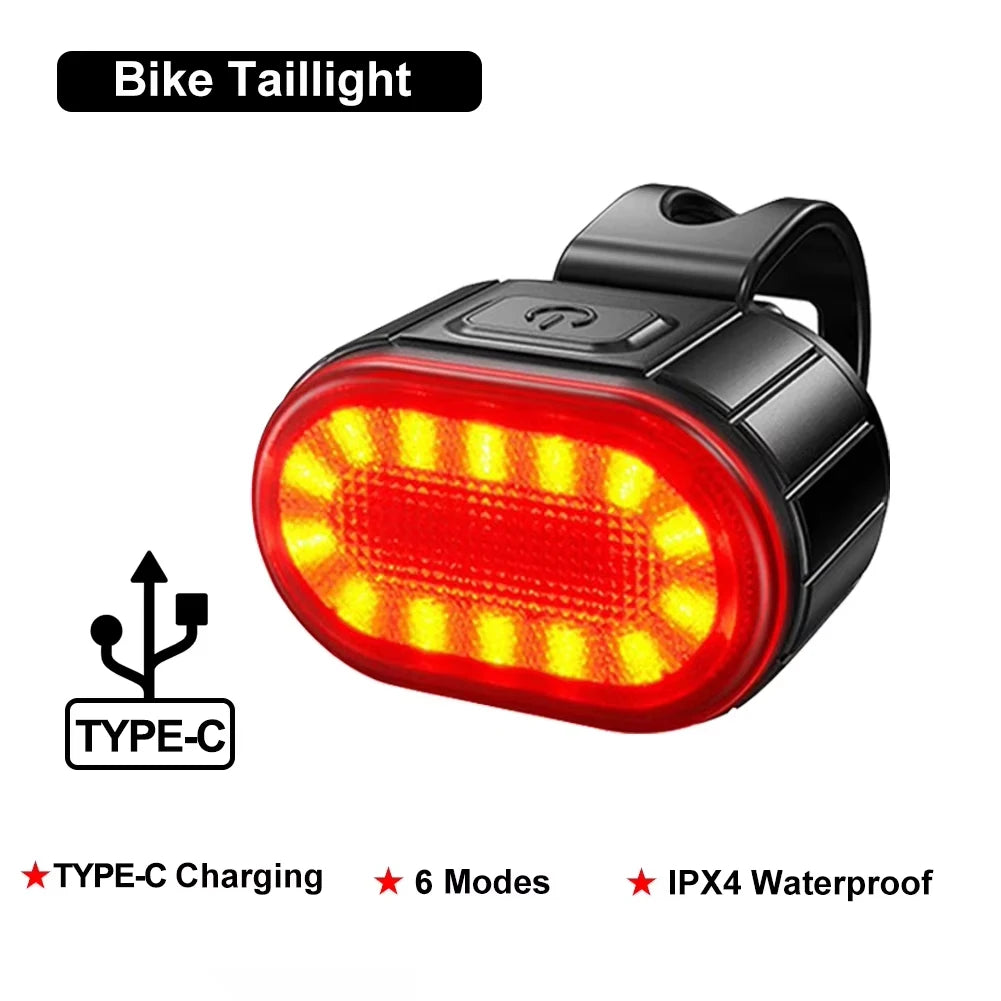Luci per bicicletta ricaricabili tramite USB, lampada di sicurezza per bici in A
