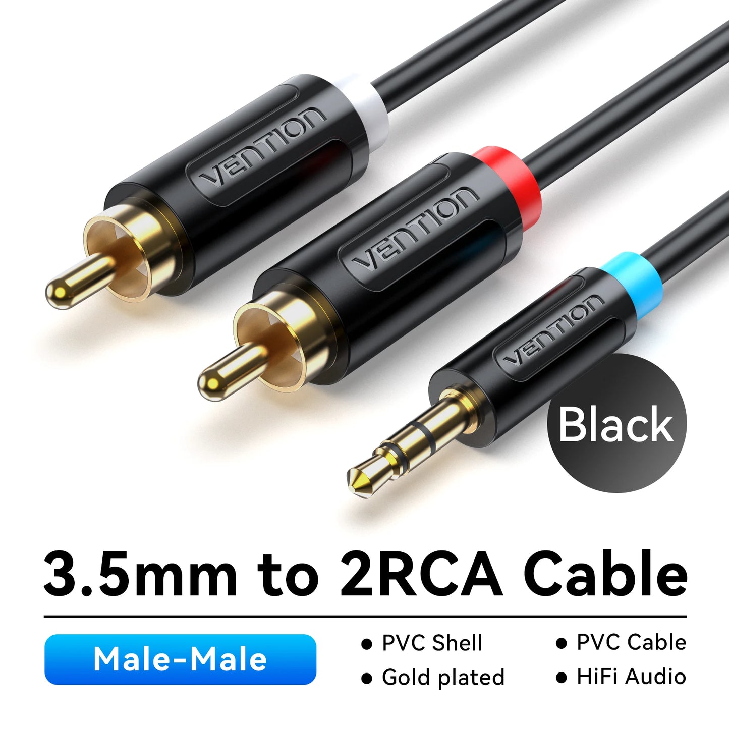 Cavo RCA da 3.5 mm a 2RCA in Rame per Amplificatore Audio